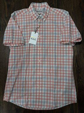 NWT Barbour Middleton Short-Sleeve Tailored Shirt Pink Men's Size S $75